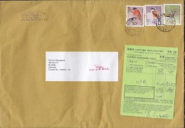 China Hong Kong Via Airmail HONG KONG 2012 Cover Brief ROSKILDE Denmark Customs Douane Zoll Label Bird Vogel Oiseau - Covers & Documents