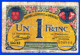 BON - BILLET - MONNAIE - CHAMBRE DE COMMERCE DE GRENOBLE 1 FRANC 38 ISERE 08 NOVEMBRE 1917 SERIE 53 N° 050844 - Chambre De Commerce