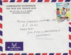 Rwanda Airmal Par Avion COMMUNAUTE ECONOMIQUE DES PAYS DES GRANDS LACS, GISENYI 1986 Cover Lettre UNICEF Stamp - Autres & Non Classés