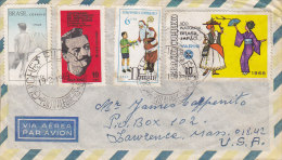 Brazil Via Aerea Par Avion PORTO ALEGRE 1969 Cover Letra To LAWRENCE United Stats Santa Claus Stamp - Lettres & Documents