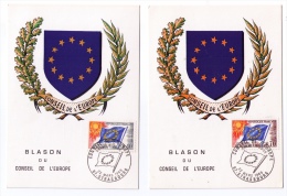 Lot De 2 Cartes Philatéliques Premier Jour, Conseil De L'Europe, Strasbourg, 1969 Et 1971 - European Community