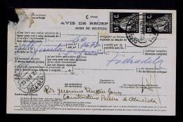 RARE AVISO DE RECEPÇÃO Stamped ( Ceres 15c.x2 Black ) Mod.nº95 VILA REAL 22-01-1929 SERVICE DES POSTES Portugal Gc1433 - Cartas & Documentos