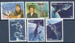 Space 1976 Cuba Used 6  Stamps   Gagarin Tereshkova Leonov - América Del Sur