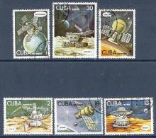 Space 1978 Cuba Used 6  Stamps  Yv 2049-52 PA279-80 Lunahod Venus Luna 24 Intercosmos - América Del Sur