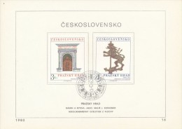 Czechoslovakia / First Day Sheet (1980/16) Praha 012: Prague Castle - Site Of Old Palace; Czech Lion (postmark - Clock) - Clocks