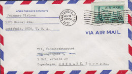 United States Airmail Deluxe ASHTABULA Ohio 1951 Cover Denmark - 2c. 1941-1960 Covers