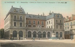 GRENOBLE HOTEL DES POSTES ET LA PLACE VAUCANSON     CARTE COLORISEE - Grenoble
