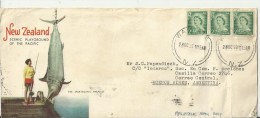 NEW ZEALAND 1959 - COVER SCENIC PLAYGROUND OF THE PACIFIC  ADDR TO ARGENTINA W 3 STS: Q.ELIZABETH OF 2 D  OBLWAIMATE OCT - Storia Postale