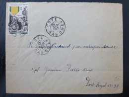 LETTRE DE COVE DAHOMEY AVEC TP MEDAILLE MILITAIRE1953 COVER - Cartas & Documentos