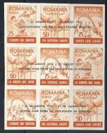 Roumanie En Bloc De 9 Non Dentelée Surchargée, émission De Propagande Des Pays De L´Est à Prix Promo - 1959