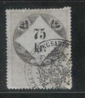 AUSTRIA 1860 REVENUE 75KR GREY PAPER WITH BLUISH TINGE  NO WMK PERF 15.00 X 15.00 BAREFOOT 071 - Fiscali