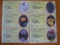 MINIASSEGNI CASSA RURALE Di CALDES COLORI DIVERSI FIORI  GIALLO 2   FDS (6 PEZZI) - [10] Checks And Mini-checks