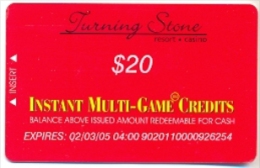 Turning Stone Casino. Verona, NY, U.S.A., Older Used Slot Card, Turning-1 - Casinokarten