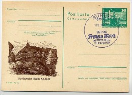 DDR P79-30-81 C177-b Postkarte PRIVATER ZUDRUCK Postkutsche Brücke Suhl Sost. 1981 - Cartes Postales Privées - Oblitérées