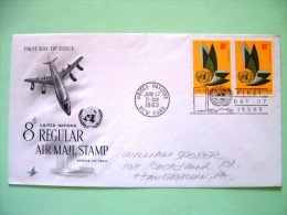 United Nations - New York 1963 FDC Cover - Symbol - 8c Air Mail - Plane Over UN Building - Storia Postale