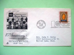 United Nations - New York 1963 FDC Cover To Walled Lake - Human Rights - Flame - Lettres & Documents