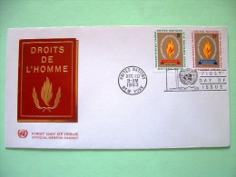 United Nations - New York 1963 FDC Cover - Human Rights - Flame - Book - Covers & Documents