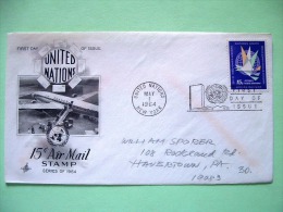 United Nations - New York 1964 FDC Cover - Symbol - Plane Air France - Lettres & Documents