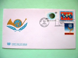 United Nations - New York 1964 FDC Cover - UN Emblem As Flower - United - World Map - Peace - Postal Horn - Covers & Documents