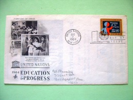 United Nations - New York 1964 FDC Cover - Education For Progress - Blackboard - UNESCO - Schools India - Covers & Documents