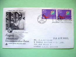 United Nations - New York 1965 FDC Cover To England - UIT - ITU - Telecomunications - Satellite - Radio Station - Briefe U. Dokumente