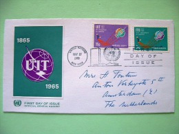 United Nations - New York 1965 FDC Cover To Holland - UIT - ITU - Telecomunications - Satellite - Cartas & Documentos