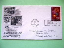 United Nations - New York 1967 FDC Cover - Independence - Fireworks - Lesotho Delegation - Flags - Brieven En Documenten