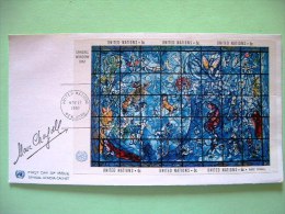 United Nations - New York 1967 FDC Cover - Memorial Window By Marc Chagall - Scott # 179 - Full Souvenir Sheet - Covers & Documents