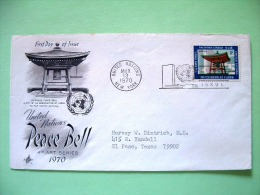 United Nations - New York 1970 FDC Cover To El Paso - Japanese Peace Bell - Storia Postale