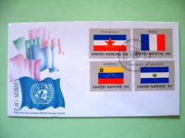 United Nations - New York 1980 FDC Cover - Flags - Yugoslavia - France - Venezuela - El Salvador - Storia Postale