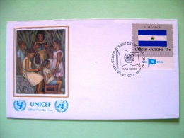 United Nations - New York 1980 FDC Cover - Flags - El Salvador - Family Mother Reading UNICEF - Storia Postale