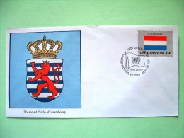 United Nations - New York 1980 FDC Cover - Flags - Luxembourg - Arms - Lion - Cartas & Documentos