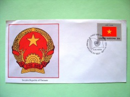 United Nations - New York 1980 FDC Cover - Flags - Viet Nam - Arms - Cogwheel - Rice - Star - Brieven En Documenten