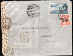 Egypt Circulated To Portugal - Censored - Alexandria To Lisbon 1954 - Poste Aerienne - Brieven En Documenten