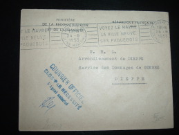 LETTRE OBL.MEC.24-6-1955 LE HAVRE PPAL (76 SEINE-MARITIME) + PAQUEBOT + MINISTERE DE LA RECONSTRUCTION ET DE L'URBANISME - Civil Frank Covers