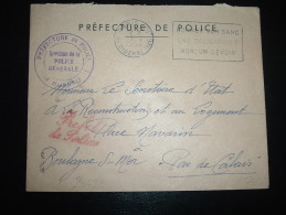 LETTRE PREFECTURE DE POLICE OBL.MEC. 23-6-1956 PARIS XII (75) + DON DU SANG + GRIFFE ROUGE PREFET DE POLICE - Lettres Civiles En Franchise