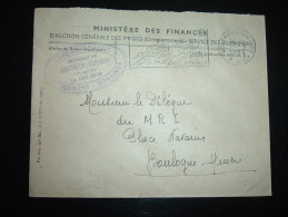 LETTRE MINISTERE DES FINANCES OBL.MEC. 26-6-1956 MONTREUIL-SUR-MER (62 PAS DE CALAIS) + BUREAU DE L'ENREGISTREMENT - Lettres Civiles En Franchise