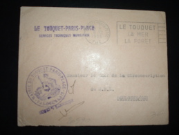 LETTRE OBL.MEC.8-12-1956 LE TOUQUET PARIS PLAGE (62 PAS DE CALAIS) + MAIRIE + SERVICES TECHNIQUES MUNICIPAUX - Civil Frank Covers