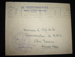 LETTRE OBL.MEC.25-6-1956 LE TOUQUET PARIS PLAGE (62 PAS DE CALAIS) + MAIRIE + SERVICES TECHNIQUES MUNICIPAUX - Lettres Civiles En Franchise