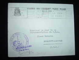 LETTRE OBL.MEC.16-1-1957 LE TOUQUET PARIS PLAGE (62 PAS DE CALAIS) + MAIRIE + BLASON - Civil Frank Covers