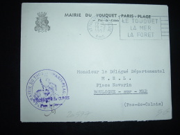 LETTRE OBL.MEC.19-2-1957 LE TOUQUET PARIS PLAGE (62 PAS DE CALAIS) + MAIRIE + BLASON - Frankobriefe