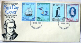 SOUTH GEORGIA COOK, MANCHOTS, PINGOUINS, Yvert 73/76 FDC 14/2/1979 - Pinguini