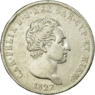 Monnaie, États Italiens, SARDINIA, Carlo Felice, 5 Lire, 1827, Genoa, TTB - Piémont-Sardaigne-Savoie Italienne