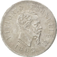 Monnaie, Italie, Vittorio Emanuele II, 50 Centesimi, 1863, Naples, TTB+, Argent - 1861-1878 : Victor Emmanuel II