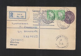 Ireland Registered Stationery Cover 1935 Cork To Germany - Postal Stationery