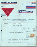 Factuur Facture Brief Lettre  - étiquettes Tissées - Robert Cryns - Bruxelles 1953 - 1950 - ...