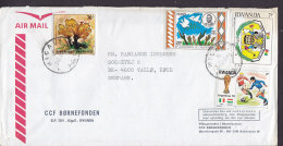 Rwanda Airmail Par Avion BØRNEFONDEN Kigali 1982? Cover Lettre To VALLØ, KØGE Denmark Football Fussball Stamps - Sonstige & Ohne Zuordnung