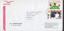 Rwanda Airmail Par Avion BØRNEFONDEN Kigali 1987? Cover Lettre To VALLØ, KØGE Denmark Pope Pabst Stamp - Autres & Non Classés