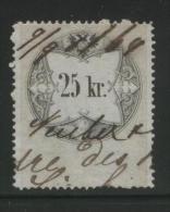 AUSTRIA 1858 REVENUE 25KR TYPO WHITISH PAPER NO WMK PERF 13.50 X 13.75 BAREFOOT 028 - Revenue Stamps
