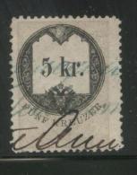 AUSTRIA 1866 REVENUE 5KR WHITISH  NO WMK PERF 12.00 X 12.00 BAREFOOT 134 - Revenue Stamps